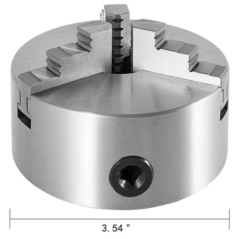 4 Inch Self Centering Lathe Chuck With Three Jaws And Two Sets Of Jaws For Grinding And Milling Machines, frontal view