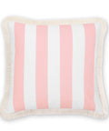Coastal Stripe Pillow Cover 20x20 For Indoor Outdoor Use Water Repellent Polyester Front White With Blush Pink Stripes
