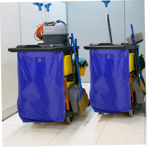 Heavy Duty Janitorial Cart Bag For Cleaning Crew Spacious Canvas Organizer For Housekeeping Gardens And Factories Replacement Bag Built Tough Interior Storage And Reusable Design, blue cart bag front view