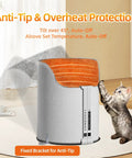 Under Desk Electric Foot Warmer For Office And Home with anti-tip protection, gray cylindrical design with orange interior.