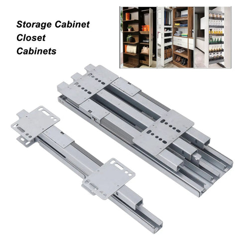 Soft Close Drawer Slide With Dampening, Quiet Heavy Duty 60Kg Load Capacity For Kitchen Cabinets, Closets And Wardrobes, Smooth Sliding Hardware That Glides Quietly, Reducing Slams And Bumps For Everyday Use In Busy Homes. Silver metal soft close drawer slide set for storage cabinets and closets