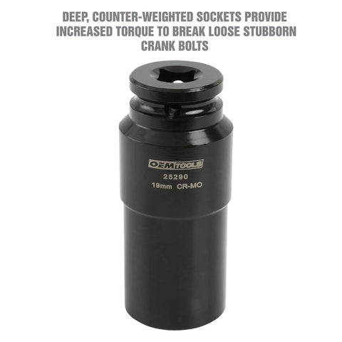 Heavy Duty 19mm Crank Bolt Socket For Harmonic Balancer Removal One Half Inch Drive Impact Socket For Stubborn Bolts