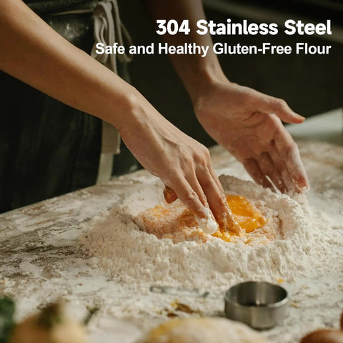 Hands preparing dough on floured surface with Beast 2000W Grain Grinder Mill With 550g Capacity Stainless Steel High Speed Pulverizer