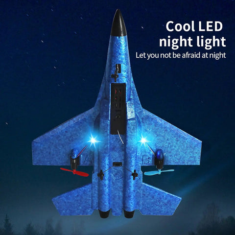 Easy To Fly Foam Remote Control Airplane For Beginners And Adults, 360 Degree Flip Glider Aircraft with LED lights, night sky
