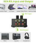 Diagram of Dual Channel Stereo Mixer For Computer And Console Setup with RCA input and output connections.