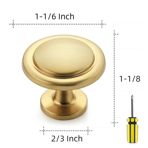 Slick Brushed Brass Solid Kitchen Cabinet Pulls And Round Drawer Knobs 15 Pack Heavy Duty Gold Hardware Quick Install Top Shelf Quality Upgrades That Bring Slick Modern Vibes To Every Home Space
