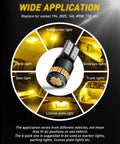 Amber Yellow 194 LED Wedge Light Kit, 12V 2W Per Bulb, 240 Lumens Each, diagram of light applications for cars.