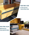 Heavy Duty Drawer Slides With Secure Locking Mechanism Industrial Furniture Hardware Rails installed in a vehicle with 220KG capacity.