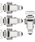Four Pack Stainless Steel Spring Loaded Draw Latches With Double Action Clip Hasps For Toolboxes Suitcases Storage Boxes And Wooden Cabinets Rust Resistant Silver S 58x36mm And L 74x47mm