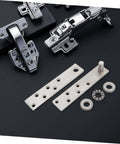 360 Degree Beefy Heavy Duty Concealed Door Hinges Stainless Steel Pivot System components on black surface