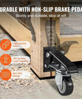 Rugged 2.5 Inch Retractable Step Down Caster Wheels Set Of 4 With 165 Lb Capacity Silent 360 Swivel Rollers For Workbenches Tables And Heavy Equipment Easy Side Mount Build No Sweat Setup with non-slip brake pedal.