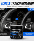 Before and after image showing Refresh Your Gnarled Steering Wheel With This Badass Nourishing Leather Restoration Cream.
