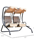 Double Seat Outdoor Patio Swing With Removable Canopy And Cup Holders, Perfect For Porch Or Garden And Poolside Hangouts, Sturdy