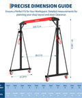 Hella Adjustable 1 Ton Gantry Crane, 2200 Lbs Portable Garage Hoist dimensions chart showing height and width specifications.
