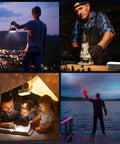 Four scenes showcasing Beast Bright 1000 Lumen LED Camping Lantern With 6400mAh Rechargeable Battery in various outdoor uses.