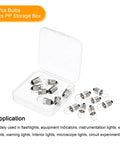 Premium E10 Miniature Bulbs 48 Volt 2 Watt Warm Yellow Light Screw Base Mini Lamps For Flashlights And Indicator Panels 15 Piece Pack in storage box.