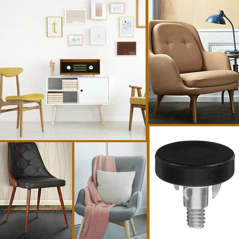 Thread Adjustable Furniture Leveling Feet For Cabinets And Tables With Metal And Plastic Construction, Height Adjustable Design For Home Or Office Setup, Versatile Screw On Levelers For Chairs Desks Tables And Cabinets, black threaded foot