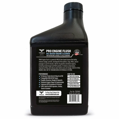 Oil Based Engine Flush Deep Clean Sludge Busting And Carbon Removal In The Oil System Non Solvent Formula Safe For Engine Seals And Injectors Pro Shop Grade Garage Ready 16 Oz 473 Ml bottle label