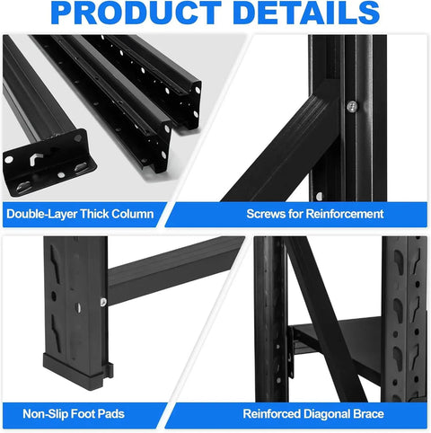 Heavy Duty Four Tier Steel Shelving Unit Measuring 59 By 59 By 24 Inches Boasting Six Thousand Four Hundred Pound Capacity For Rugged Garage Storage And Hassle Free Adjustable Rack Layout