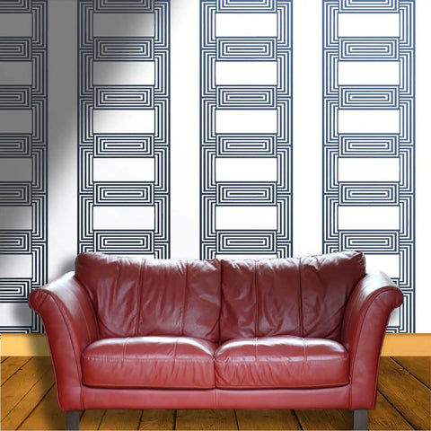 Top Tier Textured Peel And Stick Wallpaper Roll Thick Durable Vinyl Wallcovering Eco Friendly Self Adhesive Backing Light Shades on walls behind a red leather sofa.