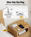 25Ft Heavy Duty Extension Cord With Flat Plug Surge Protector Featuring Six Power Outlets Dual Usb C And Dual Usb A Ports Delivering Pd20W Fast Charge on nightstand.