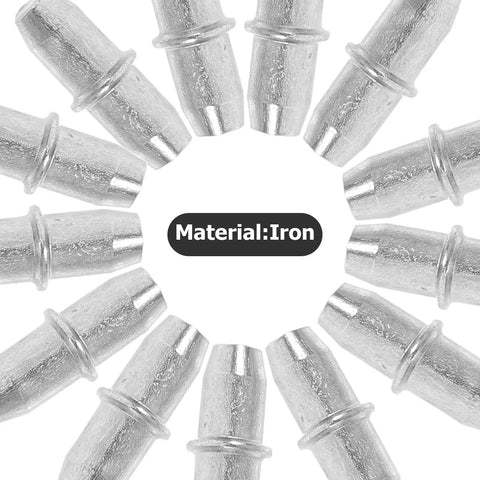 100 Pack Straight Up Sturdy Shelf Pegs For Wood Shelving Heavy Duty Metal Support Pins with iron material in silver color.