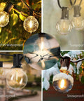 Outdoor String Lights 150 Ft With 75 Shatterproof G40 LED Bulbs 3 Spare Dimmable Warm White 2700K Waterproof Patio Cafe