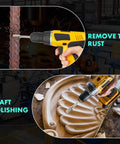 Heavy Duty Quarter Inch Shank Tungsten Carbide Burr Bits And Screw Extractor Workhorse Kit in use for rust removal and wood polishing.