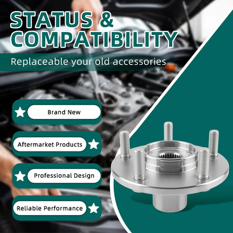 Front Wheel Hub Repair Kit For Dodge Caliber Jeep Compass Patriot Mitsubishi Lancer Outlander Outlander Sport 2007 Through 2017 SUV AWD Or FWD Ready To Roll 2 Pieces Replaces 510090 And BR930558K displayed with professional design highlights