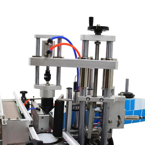 Close-up of No Drama Fully Automatic Desktop Labeler With Smart Touch Interface showing precision application mechanics.