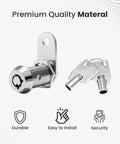 Slick Chrome Tubular Cam Lock Two Pack Including Keyed Alike Keys And One Point Five Inch Cylinder for RV storage, featuring durable metal design.