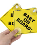 Baby On Board Car Sign Pack, Two Window Stickers With Super Strong Double Suction Cups, Bright Reminder For Drivers