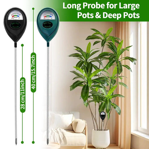Extended Long Probe Soil Moisture Meter For Deep Pots And Garden Beds No Battery Needed Plant Water Meter And Hygrometer For Indoor Outdoor Care Precise Moisture Sensor To Keep Your Plants Healthy Plant Parent Approved 40 cm probe in potted plant