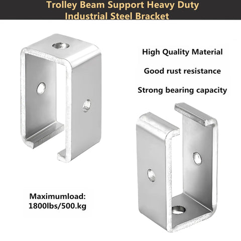 Heavy Duty 1-5/8 Inch Strut Channel Trolley Hanger Bracket Set featuring high-strength solid steel construction for strong support.