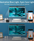 Monitor Light Bar For Eye Care With CRI 90, USB Powered Reading And Task Lamp, on dual screens with phone app control