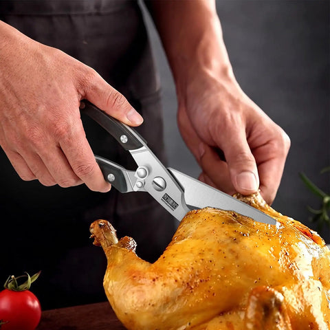 Heavy Duty Kitchen Scissors For Poultry And Bones Ultra Sharp Stainless Steel Shears With Comfortable Grip cutting roasted chicken