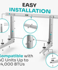 Beefy Outdoor Mini Split Wall Mount Bracket For 9000 To 36000 BTU Units Weatherproof Mount With Drill Bit And Anti Vibration Pads Supports Up To 450 Lb Universal Compatibility
