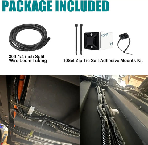One Quarter Inch Wire Loom Split Tubing For 30 Feet Cord Protector For Electrical Wires Automotive Flexible Conduit with Zip Tie
