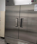 Straight Up Heavy Duty 2 Door Commercial Freezer Refrigerator Cooler Upright Reach In Stainless Steel ETL Certified 49 Cubic Fan Cooled Kitchen Appliance For Restaurant And Shop in kitchen