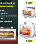 Heavy Duty Stainless Steel Beef Jerky Maker And Electric Food Dehydrator With Smart Digital Timer displayed with 6 and 8-layer trays.