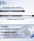 Heavy Duty Rear Hatch Struts Delivering Smooth Glide Action For Chevy Trailblazer And GMC Envoy, 12.68 inch compressed length.