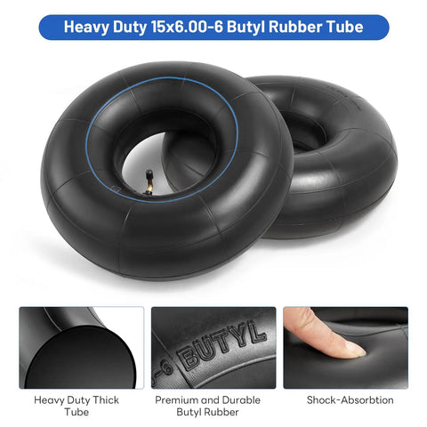 Butyl Inner Tubes 15x6.00-6 With TR-87 Bent Valve Stem for lawn mowers and more, heavy-duty rubber, close-up details