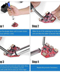 Step-by-step use of the 7 Piece Solder Aid Tool Kit For DIY PCB Desoldering And Circuit Board Repair Includes Solder Sucker Desoldering Pen Tin Lead Tips Cleaning Brushes And Replacement Parts For Precise Welding And Cleanup.