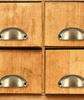 Vintage 16 Piece Cabinet Handles Set With Half Round Shell Drawer Pulls In Brass Tone on wooden drawers
