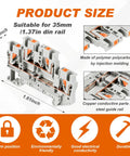 DIN Rail Terminal Block Kit With Screwless Push In Twin Spring Connectors ST2-2.5/2-2 dimensions and material details