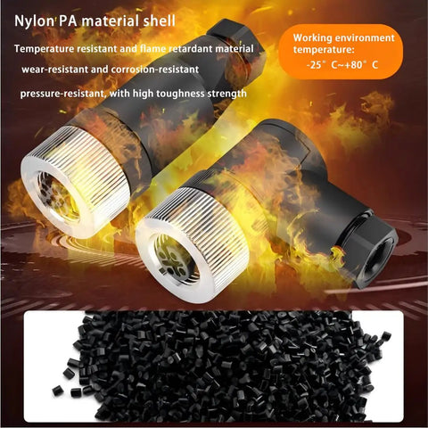 M12 5-Pin A-Code Female Straight Circular Sensor Aviation Connector Pack Of 5 Waterproof IP67 nylon PA material shell