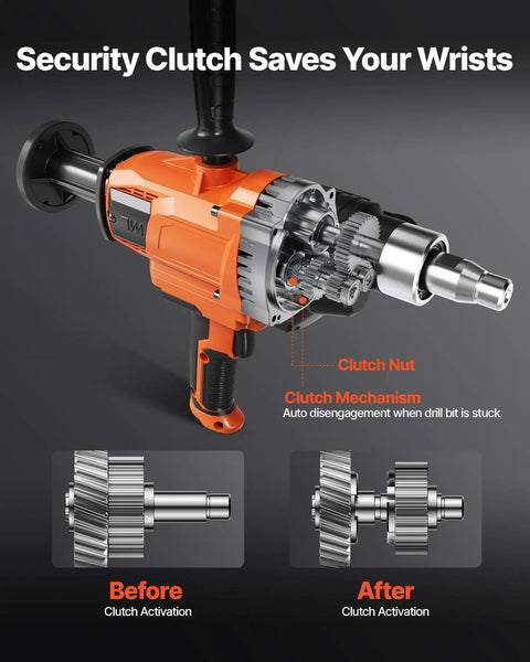Diamond Core Drill For Concrete And Stone, 0.8 To 6.3 Inch Hole Diameter, 2000W Beast Power, clutch mechanism detail