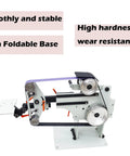 Heavy Duty Variable Speed Belt Sander And Rock Solid Grinder For fast knife sharpening, showcasing foldable base and smooth design.