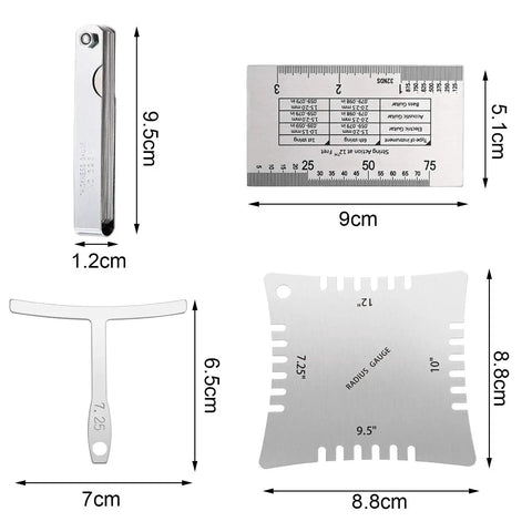 15 Piece Guitar Luthier Tools Set With Radius Gauge String Action Ruler 32 Feeler Gauge Blades Stainless Steel Kit