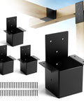 Heavy Duty 4x4 Pergola Bracket Set for Wood Posts, 14 Gauge Post Top and Rafter Brackets, Wall Mount Kit With Screws, Black Powder Coated